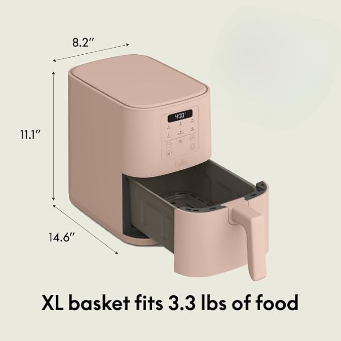 bella 4Qt Slim Air Fryer, Fits-anywhere™ Kitchenware, EverGood™ Ceramic Nonstick Coating, Adjustable Temperature, 6 Preset Cooking Options, 60 Min Auto Shutoff w Audible Tone, 3.3lb Capacity, Blossom