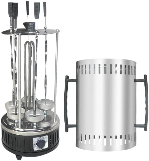 Upgraded Countertop Vertical Rotating Oven - Rotisserie Shawarma Machine, Kebob Machine, Stainless Steel Body W/Heat Resistant Door, Includes 5 Skewers & 5 Oil Collecting Cups, US Plug, 110V