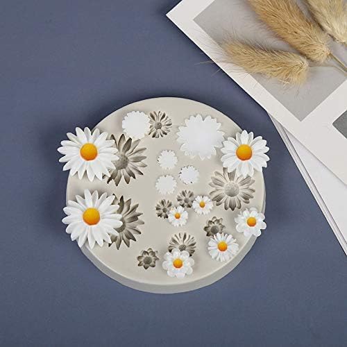 Cute Flower Silicone Molds Daisy Shape Fondant Candy Mould Mini Flower Chocolate Molds for Cake Decoration Cupcake Topper Fudge Polymer Clay Pastry Baking Molds