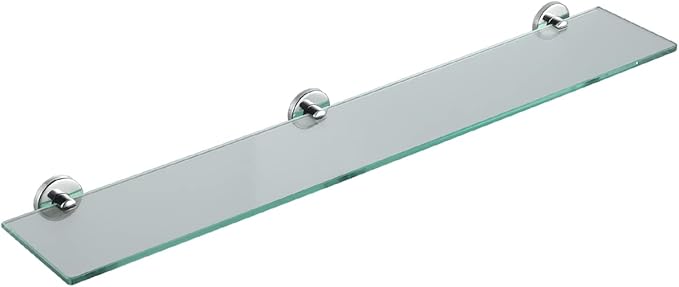 JQK Bathroom Glass Shelf Chrome, Tempered Glass Shower Storage 30 by 5 inches, 304 Stainless Steel Polished Chrome Wall Mount, TGS101L30-CH