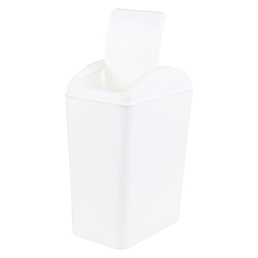 3-Pack 4.5 Gallon Plastic Trash Can with Swing Top Lid, Slim Garbage Can with Swing Lid, White