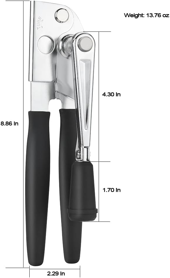 Manual Can Opener with Soft Handles,Commercial Can Openers Heavy Duty, Ergonomic Easy-Turn Crank for Seniors,Industrial Can Opener for Restaurant