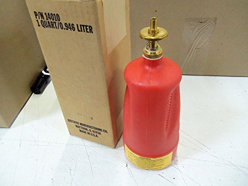 Justrite Dispenser Bottle - 4" Dia.X10-1/2"H - 1- Quart Capacity - Red