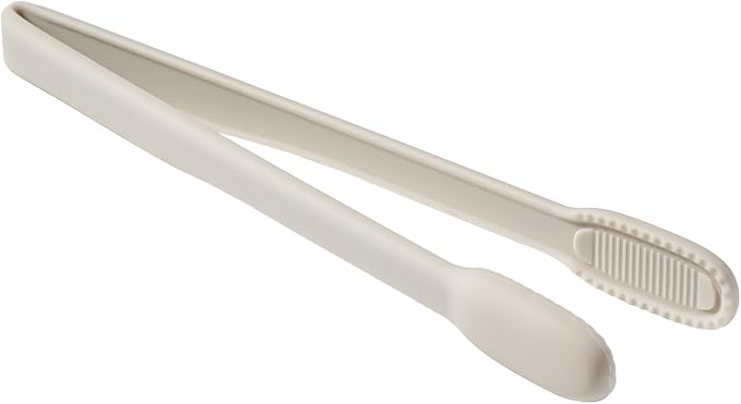 carrotez Silicone Cooking Kitchen Tongs, Anti-Slip,Non-Scratch Serving Tongs 9.25 Inches - Ivory