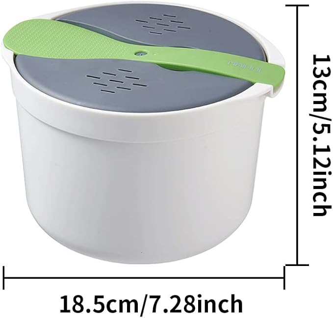 Microwave Rice Cooker, 2L Microwave Rice Steamer Pasta Cooker, Food Grade PP Microwave Rice Cooker, Strainer and Steamer Pot Set,4PCS(COLOR:green), 22351075