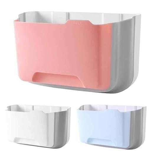 Hanging Trash Can, Kitchen Garbage Bin Waste Bins, Trash Can Kitchen Cabinet Door Wall Mounted Folding Waste Bin Kitchen Cabinet Door Hanging Trash Can Home Mounted Folding Storage Bin ( Color : A )