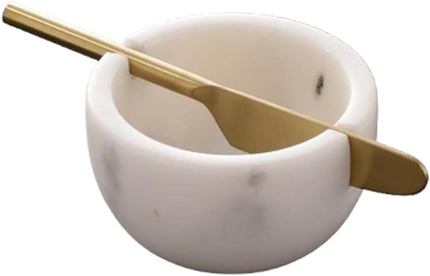 NikkisPride Marble Butter Keeper – White Marble Butter Crock – Elegant Countertop French-style Butter Dish for Spreadable Butter, Kitchen Accessory