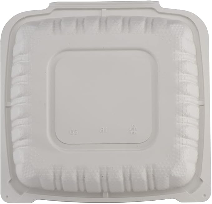 TIYA Clamshell Food Containers - White Bulk 150 Pack, 8x8 in - BPA-Free Plastic To-Go Containers - Microwavable, Hinged, Tall Reusable Clamshells - Great for Meal Prep