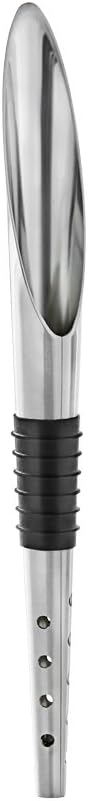 Rosendahl Grand Cru Barware Pouring, Aerating and Decanting Wine Stopper, 9.4" Stainless Steel with Black Silicone Spout, Designed by Tom Nybroe, Gift-Boxed Danish Barware