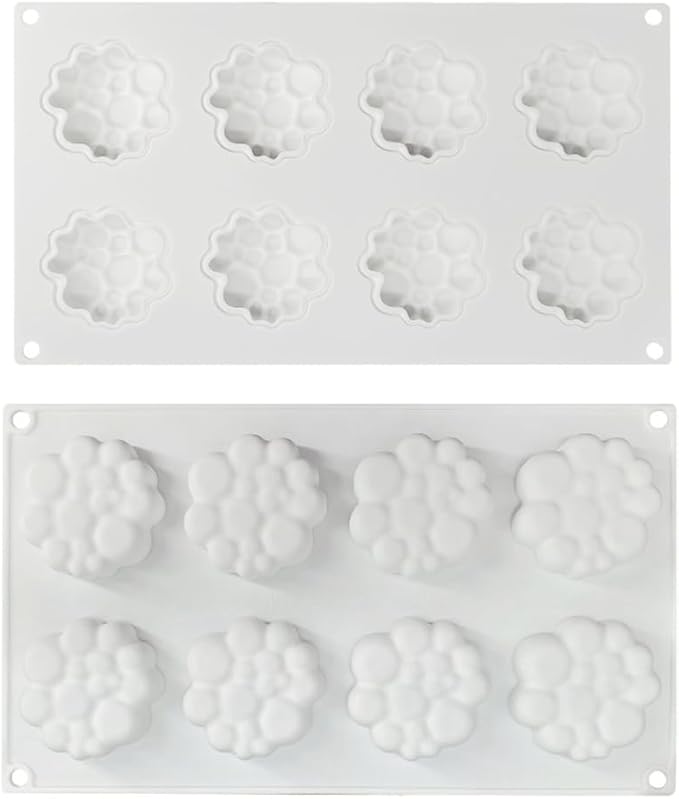 Silicone Mold for Baking Cakes,Soap Molds,Flower Shape Silicone Molds for Homemade French Dessert Mold for Pastry Chocolate,Jelly Chocolate Mold ＆ Ice Cube Tray (D_ Round Clouds Shape)