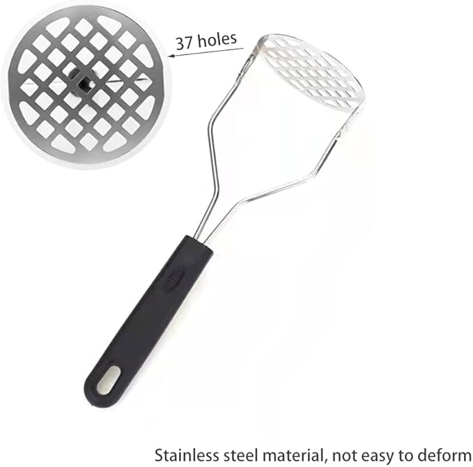 Potato masher with non-slip handle, stainless steel masher masher kitchen tool for potatoes, sweet potatoes, beans, vegetables, fruits, baby food, avocados and more