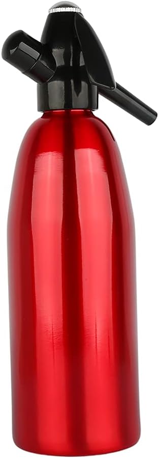 Aluminum Soda Siphon, Sparkling Water Maker, Compatible with Standard 8g CO2 Cartridges (1L), Carbonated Water Machine, Soda Streaming Machine, Soda Maker (Red)