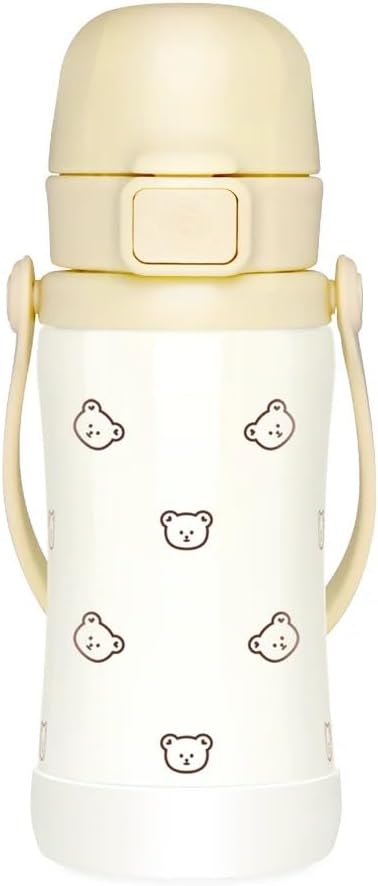 GROSMIMI Slow Flow Toddler Tumbler Water Bottle BPA Free 10 oz. (Stainless Steel, Bear)