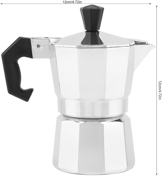 50ml Aluminum Moka Pot Espresso Maker Leak-Proof Design with Ergonomic Handle 1 Cup Stovetop Coffee Maker for Home & Office Use
