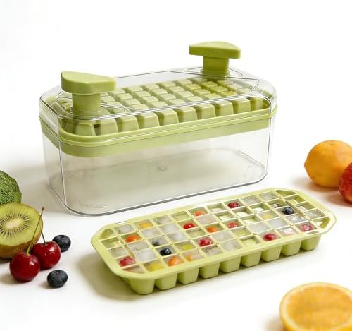 Ice Cube Tray with Lid and Bin+ Ice Cube Trays Press Easy Release
