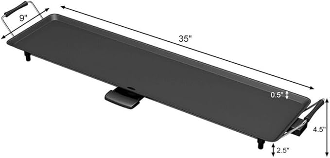 Pemberly Row 35" Electric Teppanyaki Tabletop Grill BBQ, Nonstick Griddle with Adjustable Temperature, Portable Flat Top for Indoor Outdoor Cooking, Black