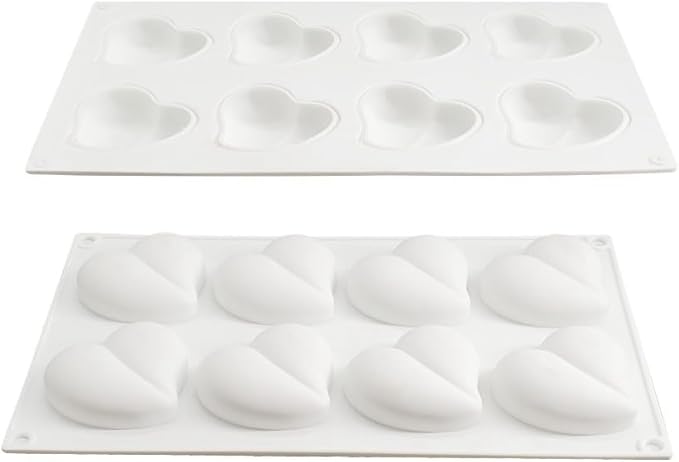 Heart Silicone Chocolate Mold DIY Cake Accessories Molds Kitchen Ice Cubes Biscuit Pastry Manual Baking Mould (Heart F_11.8 X6.8 X0.8inch)