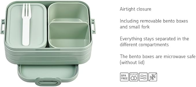 Mepal – Bento Lunchbox Take A Break Midi – Lunch Box With Bento Box – Lunch Box For Sandwiches, Small Snacks & Left Overs – Snack & Lunch - 900 ml - Vivid Blue