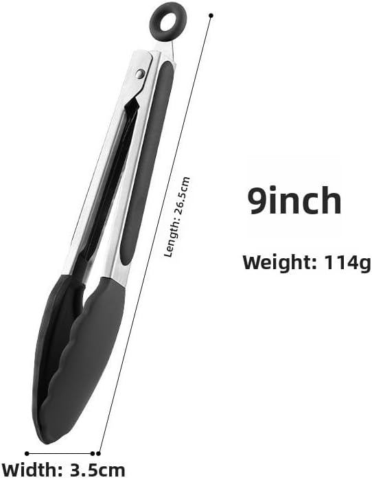 Silicone Kitchen Tongs for Cooking - 9+12 Inch Heat-Resistant Stainless Steel Cooking Tongs with Non-Slip Handle, Non-Scratch Tips for, BBQ, Salad & Air Fryer - 2-PieceRedSet