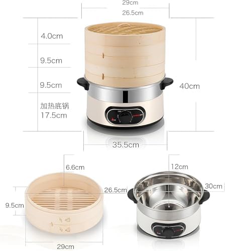 1500W Electric Food Steamer | 2-Tier Bamboo Steamer with 60-Min Timer | Auto Shut-Off & Boil Dry Protection