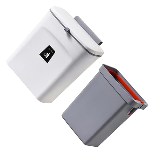 Hanging Kitchen Trash Can 9l with Lid and Inner Bucket, Sealed Compost Bin Plastic Waste Basket for Wall Mount, Indoor Household Food Scrap Storage Container