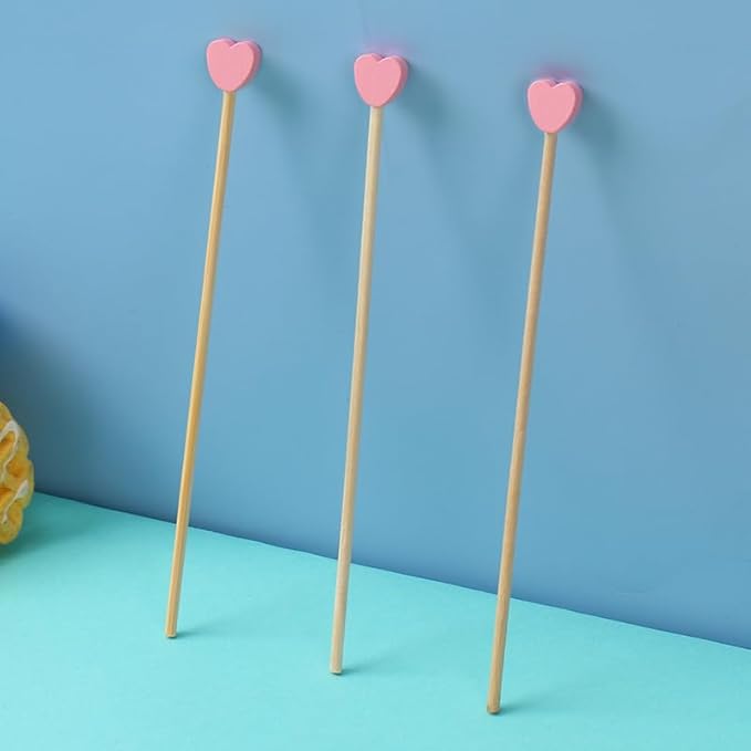 100 Pieces Disposable Wooden Coffee Stirrers Pink Heart Wooden Coffee Stir Sticks Wooden Stirrers Wooden Drink Stirrer Sticks for Coffee Cocktail Milk Beverage, 6.1 Inches