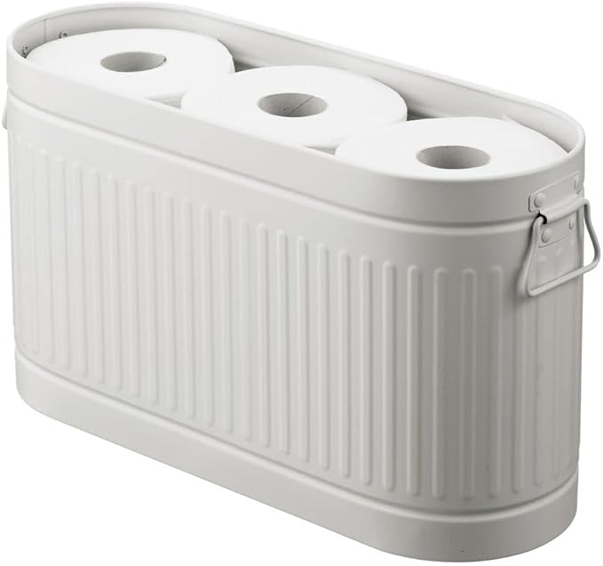 mDesign Toilet Roll Holder for 6 Rolls – Freestanding Metal Bathroom Storage for Toilet Roll – Compact Toilet Roll Storage for Main or Guest Bathroom – Light Grey