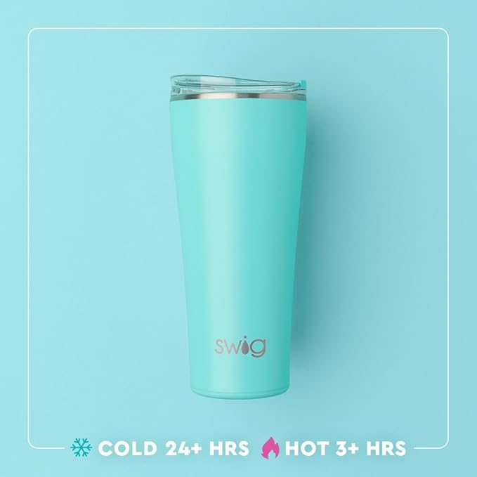 Swig Life 32oz Insulated Tumbler, Travel Coffee Tumbler with Lid, Cup Holder Friendly Travel Coffee Mug, Stainless Steel, 32 oz, Reusable Insulated Mug with Lid (Mahjong)