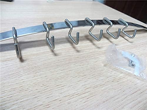 Stainless Steel Kitchen Utensil Racks Holder Hanging Rail Organize Pots Pans Kitchen Knife Gadgets On Wall Mounted Hanger Bar Rail Under Cabinet Shelf (6 Hook,17") Pack of 2