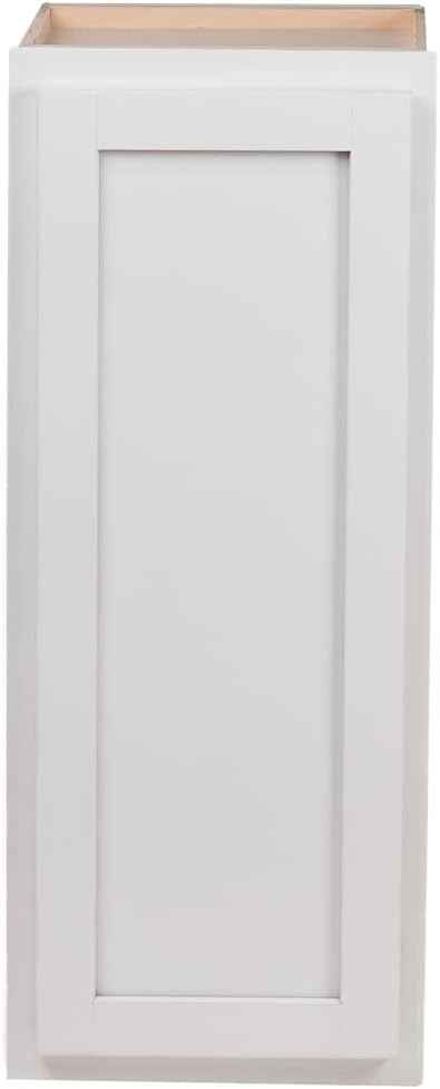 Quicklock RTA (Ready-to-Assemble) 42" Tall Wall Kitchen Cabinets - Shaker Style | 100% Hardwood | Made in America | Soft Close Hardware (Pure White, 12" D x 21" W x 42" H)