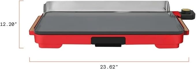 Electric Griddle 12x22 Inch with Backsplash, Nonstick Cooking Surface, Adjustable Temperature Control (Tomato Red)