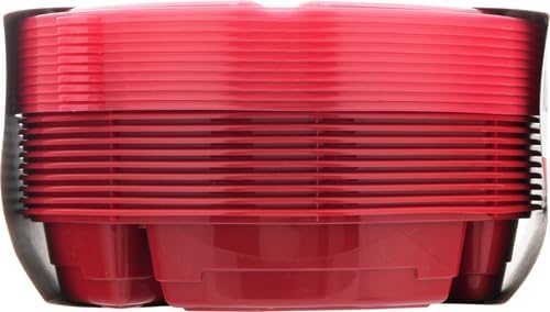 GoodCook Meal Prep Containers Set Microwave & Dishwasher-Safe Round Food Organizers with Labeled Compartments BPA-Free Food Storage Set with Snap Shut Lids Portion Control, 10-Pieces, Red (Pack of 4)