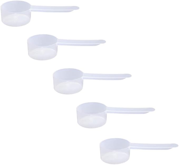 Plastic Measuring Scoop, 1.5 Tablespoon (23 cc | 23 mL) Long Handle Spoons for Powders, Granules, Coffee, Pet Food, Baking Supplies, Protein and Other Dry Goods, BPA Free (Set of 5)