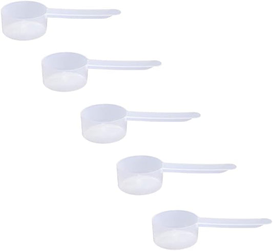 Plastic Measuring Scoop, 1.5 Tablespoon (23 cc | 23 mL) Long Handle Spoons for Powders, Granules, Coffee, Pet Food, Baking Supplies, Protein and Other Dry Goods, BPA Free (Set of 5)