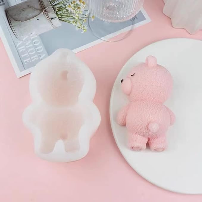 Lying Bear Fondant Mold Chocolate Molds Silicone, 3D Silicone Animal Mold for DIY Fondant, Dessert Baking, Jello, Candy, Cake Baking Decorating, Ice Cube, Soap,Resin