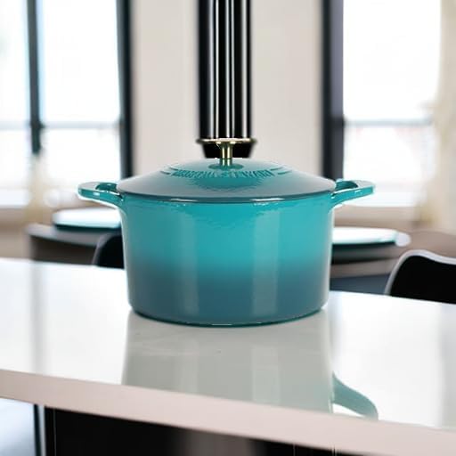 Martha Stewart Gatwick 7-Quart Enamel Cast Iron Dutch Oven – Emerald Ombre with Gold Knob – Durable Heavy-Duty Dutch Oven for Slow Cooking, Braising & Baking