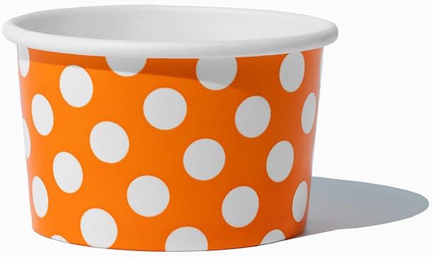 UNIQ 1000-Count 4 oz Paper Ice Cream Cups Orange Color | Disposable Dessert Bowls for Halloween, Weddings & Parties | Frozen Dessert Supplies