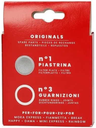 Bialetti Spare Parts, Includes 3 Gaskets and 1 Plate, Compatible with Moka Express, Fiammetta, Break, Happy, Dama, Moka Timer and Rainbow (6 Cups)