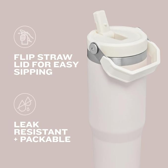 STANLEY IceFlow 2.0 Flip Straw Tumbler with Handle 30 oz | Twist On Lid and Flip Up Straw | Leak Resistant Water Bottle | Insulated Stainless Steel | BPA-Free | Dew Drop