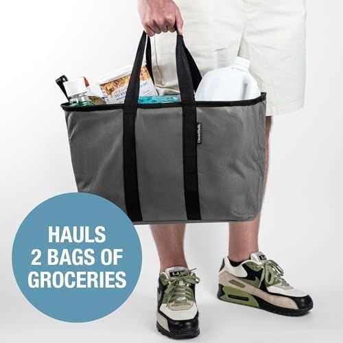 CleverMade EcoBasket 30L Collapsible Tote Basket 3 Pack – Reusable Grocery Tote That Stands Upright, Foldable Shopping Basket for Car Trunk Storage, Heavy Duty Utility Bag, 30 lb Capacity - Black