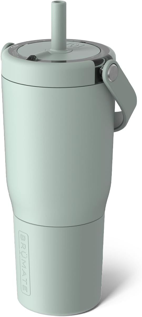 BrüMate Resa 25oz 100% Leakproof Travel Tumbler with Handle & Straw | Flexible SoftSip Straw | Silicone Sleeve for Durability | Stainless Steel | Cup Holder & Travel Friendly Water Bottle | (Sage)