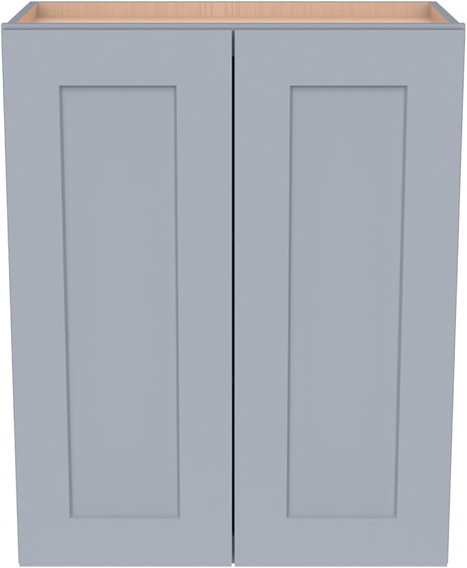 Wall-Mounted Cabinet – Solid Wood Shaker Style Medicine Cabinet with Adjustable Shelves & Soft-Close Doors for Bathroom, Kitchen, and Office Storage (Grey, 24" W x 12" D x 36" H)