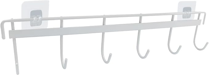 2 Pcs Kitchen Utensil Rack with 4 Adhesives - Adhesive Kitchen Utensils Hanging Rack Utensil Holder for Kitchen, Bathroom, and Bedroom(White)