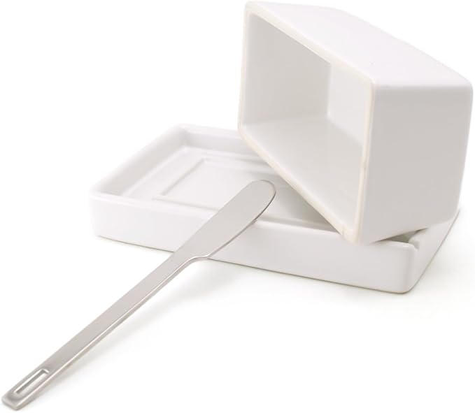 ZERO JAPAN Compact Butter Dish for Countertop, Fits West Coast Butter Sticks (Stubby Size), Ceramic Butter Keeper with Lid, Space-Saving Design, Made in Japan, Carrot