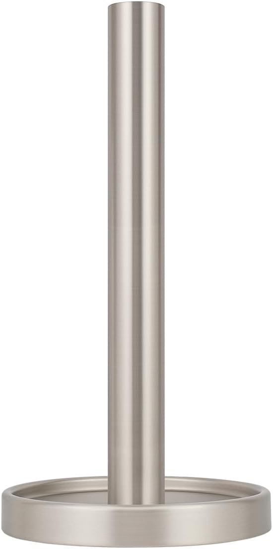 Ivilon Paper Towel Roll Stand - Steady and Easy Tear - Fits All Paper Towel Rolls - Brushed Nickel