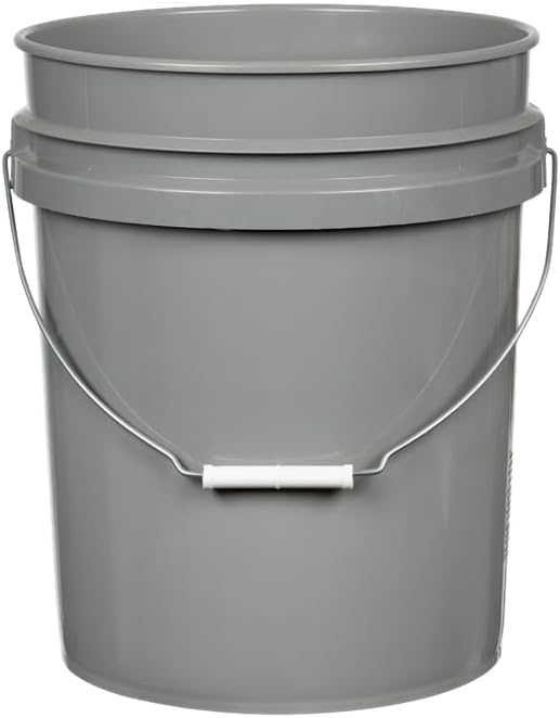 House Naturals 5 Gallon Premium HPDE Plastic Bucket - Made in USA Food Grade Storage Container, BPA Free All Purpose Pail (3, Gray)