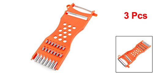 uxcell Metal Scraper Fruit Grater Slicer Vegetable Peeler 3 Pcs Orange Red