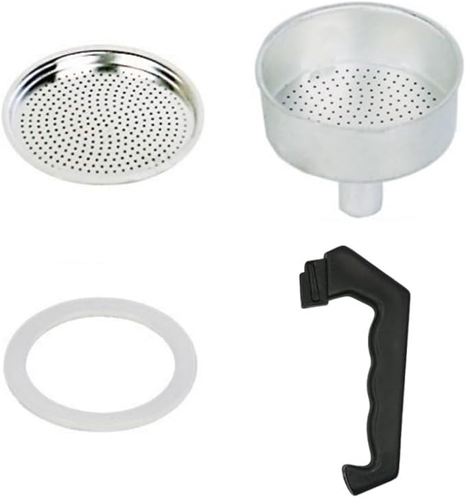 Espresso Coffee Moka Pot Replacement Parts Set Include Handle Funnel Filter Gasket Seal (3 Cup)