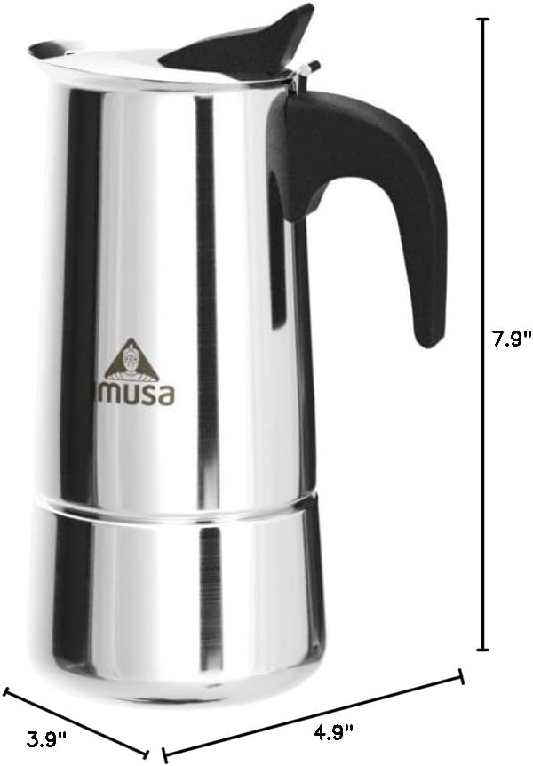 IMUSA USA B120-22062M Stainless Steel Stovetop Espresso Coffeemaker 6-Cup, Silver