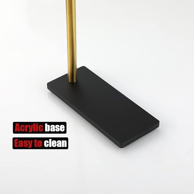 JQK Hand Towel Holder Stand Brushed Gold, Modern Tree Rack Free Standing for Countertop with 12 Inch Bar, 304 Stainless Steel Thicken 0.8mm, HTT170-BG